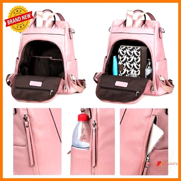 Leather Backpack Purse Anti-Theft Rucksack Medium Women\'s Shoulder Bag main image 4